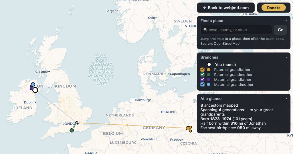 Ancestor Map Builder screenshot